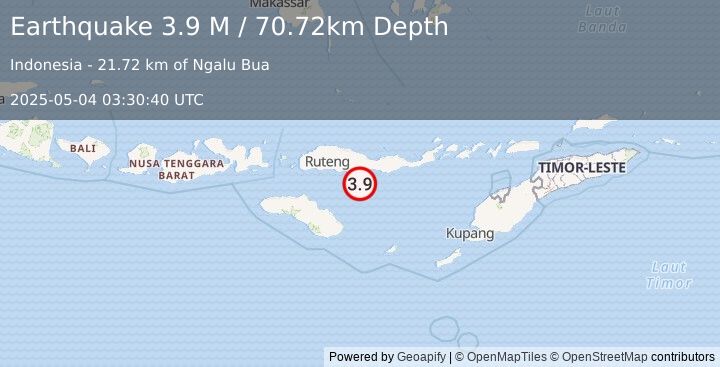 Earthquake Savu Sea (3.9 M) (2025-05-04 03:30:40 UTC)