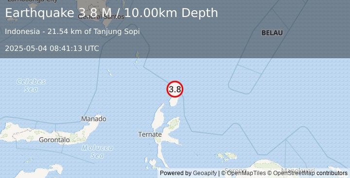 Earthquake Halmahera, Indonesia (3.8 M) (2025-05-04 08:41:13 UTC)