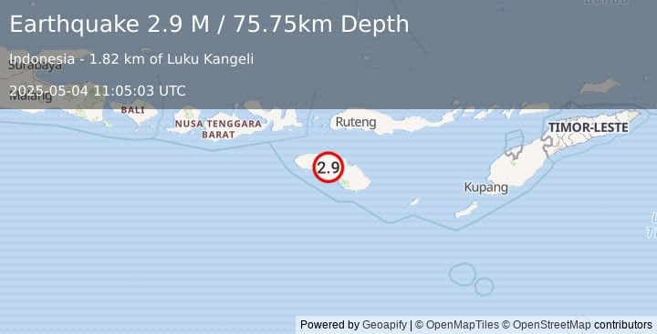 Earthquake Sumba Region, Indonesia (2.9 M) (2025-05-04 11:05:03 UTC)
