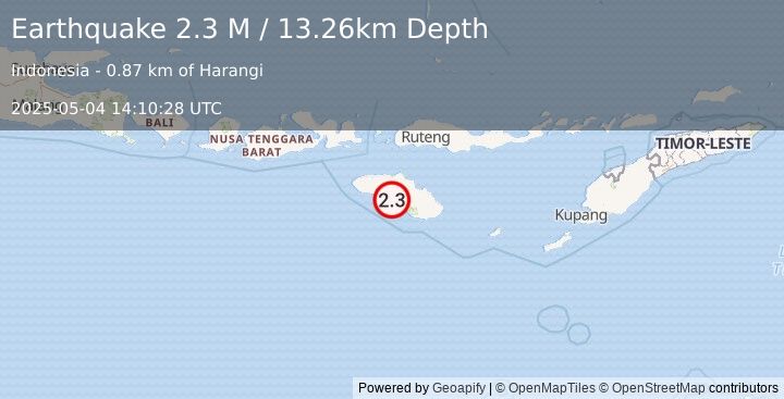 Earthquake Sumba Region, Indonesia (2.3 M) (2025-05-04 14:10:28 UTC)
