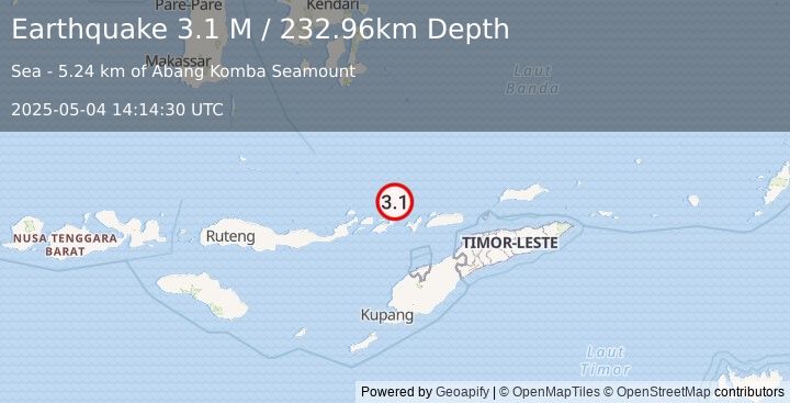 Earthquake Banda Sea (3.1 M) (2025-05-04 14:14:30 UTC)