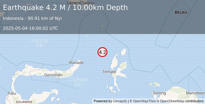 Earthquake Northern Molucca Sea (4.2 M) (2025-05-04 16:00:02 UTC)