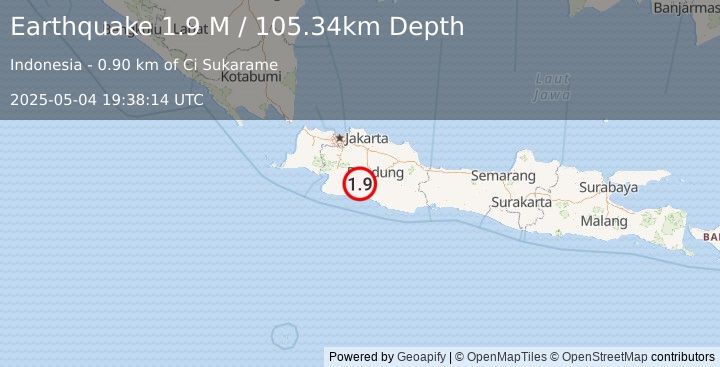 Earthquake Java, Indonesia (1.9 M) (2025-05-04 19:38:14 UTC)