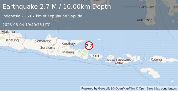 Earthquake Bali Sea (2.7 M) (2025-05-04 19:40:25 UTC)