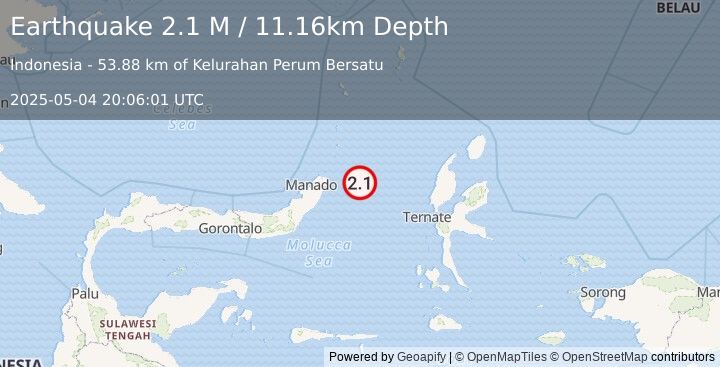 Earthquake Northern Molucca Sea (2.1 M) (2025-05-04 20:06:01 UTC)