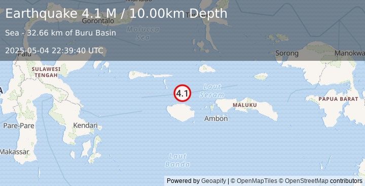 Earthquake Ceram Sea (4.1 M) (2025-05-04 22:39:40 UTC)