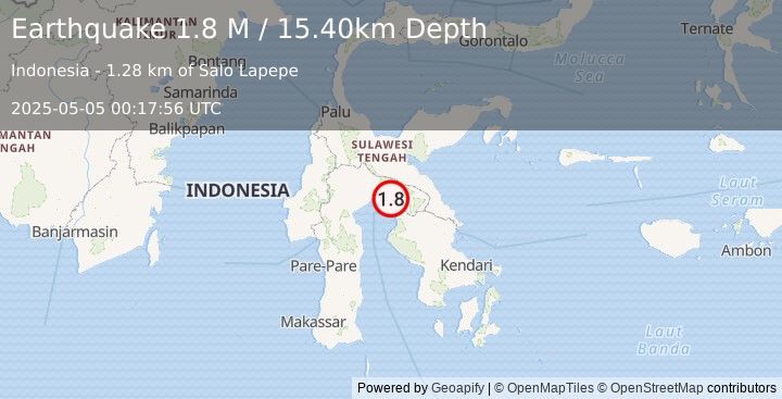 Earthquake Sulawesi, Indonesia (1.8 M) (2025-05-05 00:17:56 UTC)
