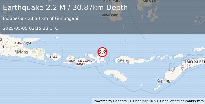Earthquake Flores Sea (2.3 M) (2025-05-05 02:15:37 UTC)