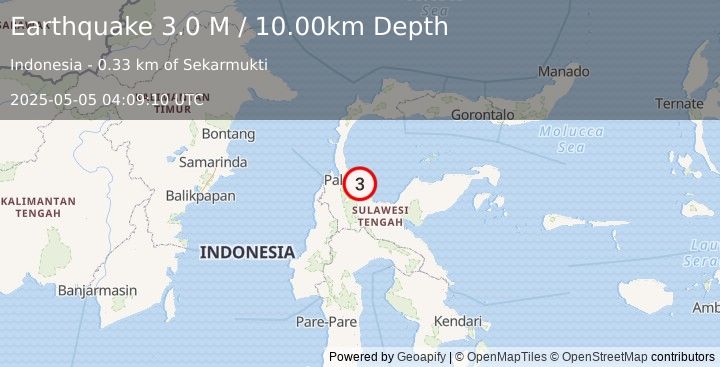 Earthquake Minahassa Peninsula, Sulawesi (3.0 M) (2025-05-05 04:09:10 UTC)