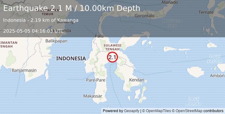 Earthquake Sulawesi, Indonesia (2.1 M) (2025-05-05 04:16:03 UTC)