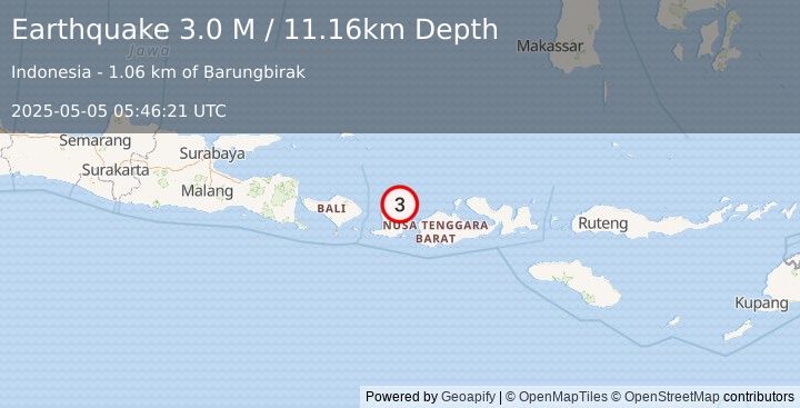 Earthquake Sumbawa Region, Indonesia (3.0 M) (2025-05-05 05:46:21 UTC)
