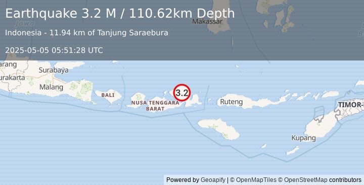 Earthquake Sumbawa Region, Indonesia (3.2 M) (2025-05-05 05:51:28 UTC)