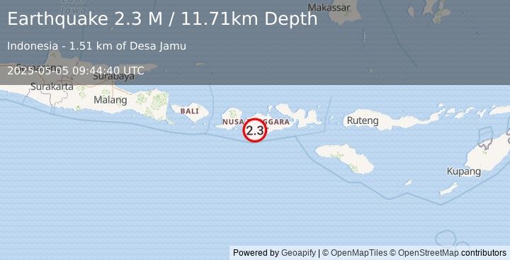 Earthquake Sumbawa Region, Indonesia (2.3 M) (2025-05-05 09:44:40 UTC)