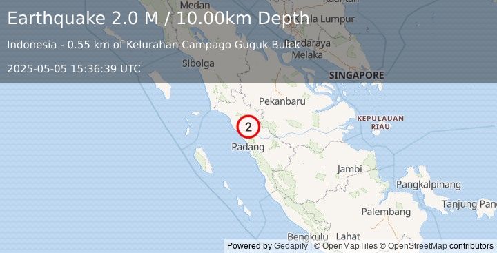 Earthquake Southern Sumatra, Indonesia (2.0 M) (2025-05-05 15:36:39 UTC)