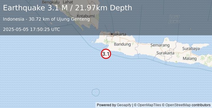 Earthquake Java, Indonesia (3.1 M) (2025-05-05 17:50:25 UTC)