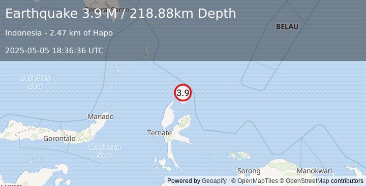 Earthquake Halmahera, Indonesia (3.9 M) (2025-05-05 18:36:36 UTC)