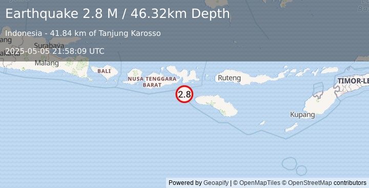 Earthquake Sumbawa Region, Indonesia (2.8 M) (2025-05-05 21:58:09 UTC)