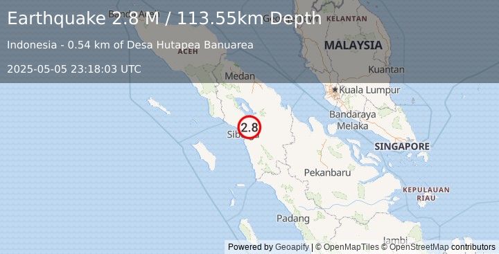 Earthquake Northern Sumatra, Indonesia (2.8 M) (2025-05-05 23:18:03 UTC)