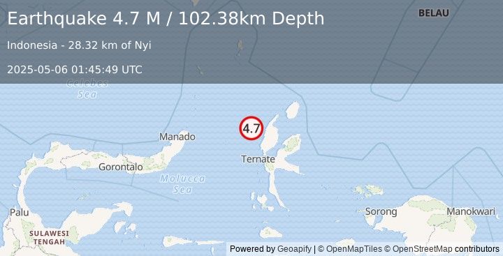 Earthquake Halmahera, Indonesia (4.7 M) (2025-05-06 01:45:49 UTC)