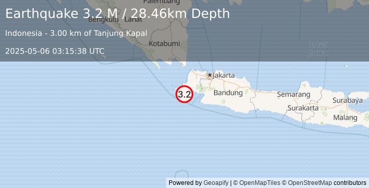 Earthquake Sunda Strait, Indonesia (3.2 M) (2025-05-06 03:15:38 UTC)