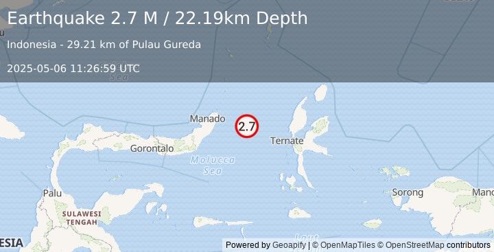 Earthquake Northern Molucca Sea (2.7 M) (2025-05-06 11:26:59 UTC)