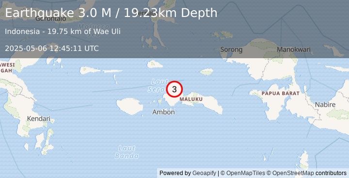 Earthquake Ceram Sea (3.0 M) (2025-05-06 12:45:11 UTC)