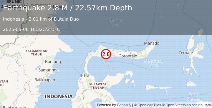 Earthquake Minahassa Peninsula, Sulawesi (2.8 M) (2025-05-06 16:32:22 UTC)