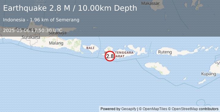Earthquake Sumbawa Region, Indonesia (2.8 M) (2025-05-06 17:50:30 UTC)