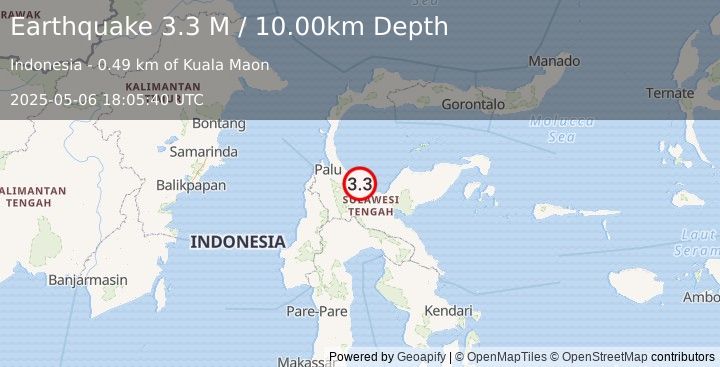 Earthquake Sulawesi, Indonesia (3.3 M) (2025-05-06 18:05:41 UTC)