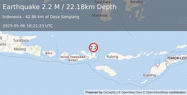 Earthquake Flores Sea (2.2 M) (2025-05-06 18:21:23 UTC)