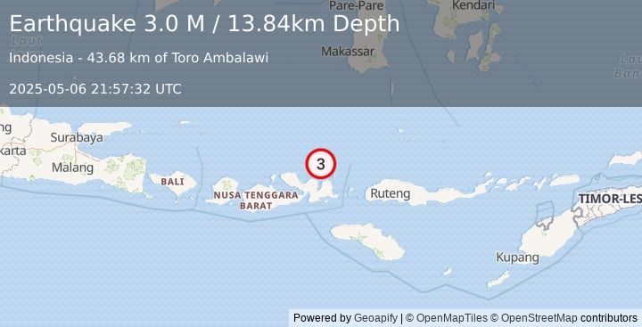 Earthquake Flores Sea (3.0 M) (2025-05-06 21:57:32 UTC)