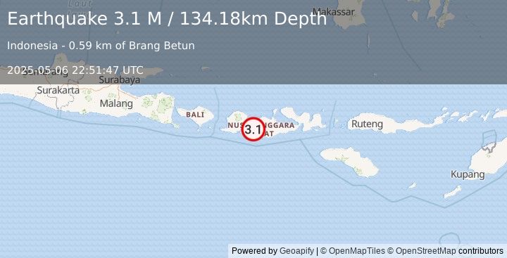 Earthquake Sumbawa Region, Indonesia (3.1 M) (2025-05-06 22:51:47 UTC)