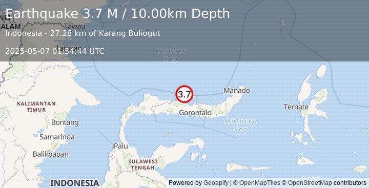 Earthquake Minahassa Peninsula, Sulawesi (3.7 M) (2025-05-07 01:54:45 UTC)