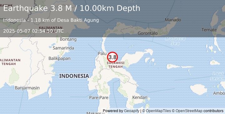 Earthquake Sulawesi, Indonesia (3.8 M) (2025-05-07 02:54:50 UTC)