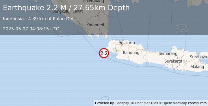 Earthquake Sunda Strait, Indonesia (2.2 M) (2025-05-07 04:08:15 UTC)