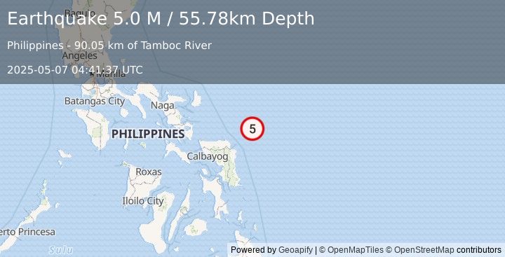 Earthquake Philippine Islands Region (5.0 M) (2025-05-07 04:41:37 UTC)