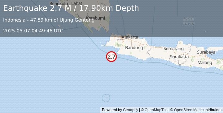 Earthquake Java, Indonesia (2.7 M) (2025-05-07 04:49:46 UTC)