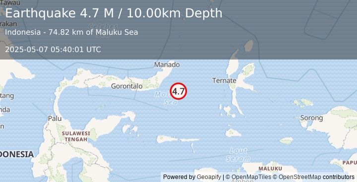 Earthquake Northern Molucca Sea (4.6 M) (2025-05-07 05:40:03 UTC)