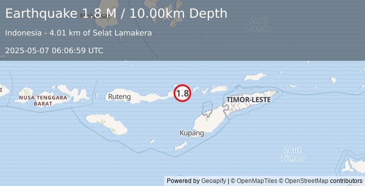 Earthquake Flores Region, Indonesia (1.8 M) (2025-05-07 06:06:59 UTC)