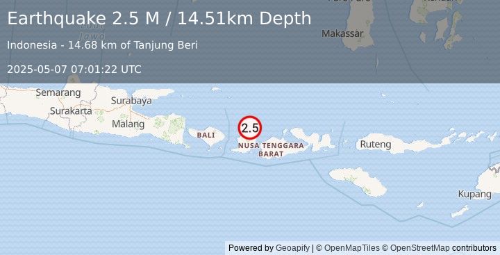 Earthquake Sumbawa Region, Indonesia (2.5 M) (2025-05-07 07:01:22 UTC)