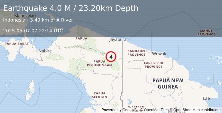 Earthquake West Papua, Indonesia (4.0 M) (2025-05-07 07:22:14 UTC)