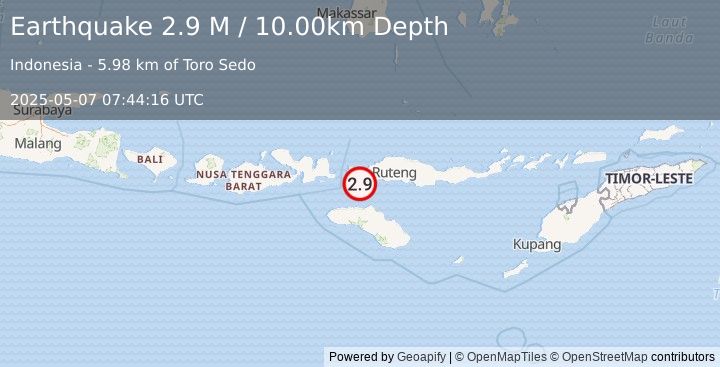 Earthquake Flores Region, Indonesia (2.9 M) (2025-05-07 07:44:16 UTC)