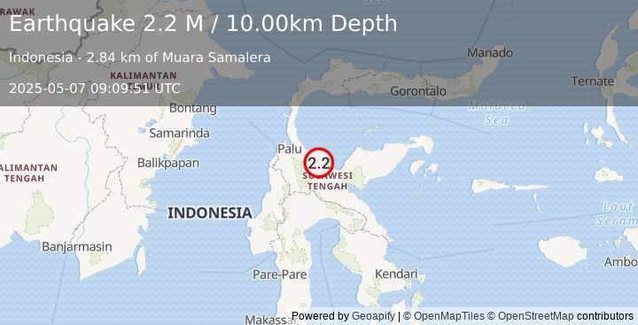 Earthquake Sulawesi, Indonesia (2.2 M) (2025-05-07 09:09:51 UTC)