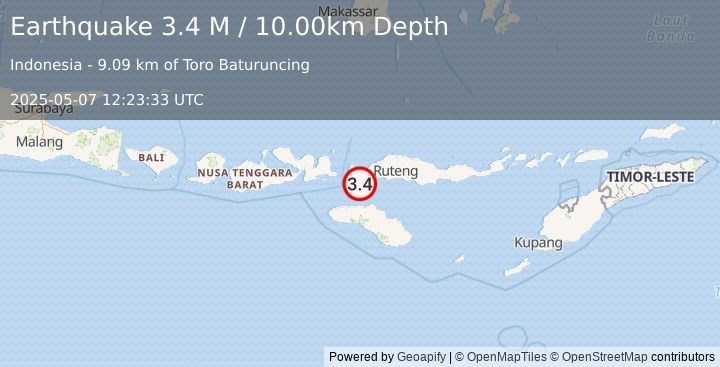 Earthquake Flores Region, Indonesia (3.4 M) (2025-05-07 12:23:33 UTC)