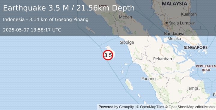 Earthquake Northern Sumatra, Indonesia (3.5 M) (2025-05-07 13:58:17 UTC)