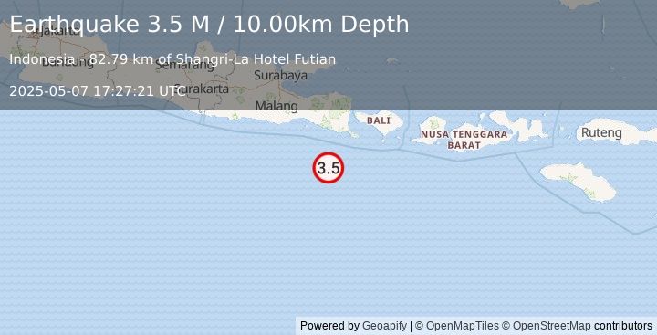 Earthquake South of Java, Indonesia (3.5 M) (2025-05-07 17:27:20 UTC)