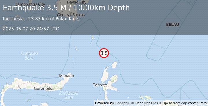 Earthquake Talaud Islands, Indonesia (3.5 M) (2025-05-07 20:24:57 UTC)