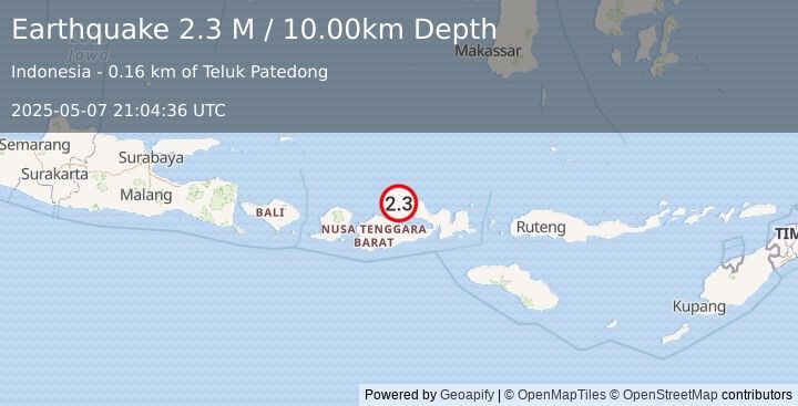 Earthquake Sumbawa Region, Indonesia (2.3 M) (2025-05-07 21:04:36 UTC)