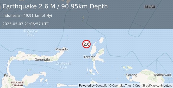 Earthquake Halmahera, Indonesia (2.6 M) (2025-05-07 21:05:57 UTC)