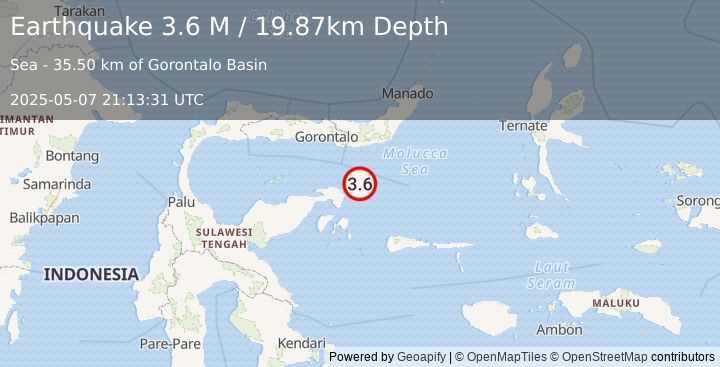 Earthquake Minahassa Peninsula, Sulawesi (3.5 M) (2025-05-07 21:13:30 UTC)